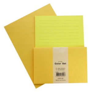 칼라편지지 봉투세트 /편지지8장 + 봉투4장(노랑색상)